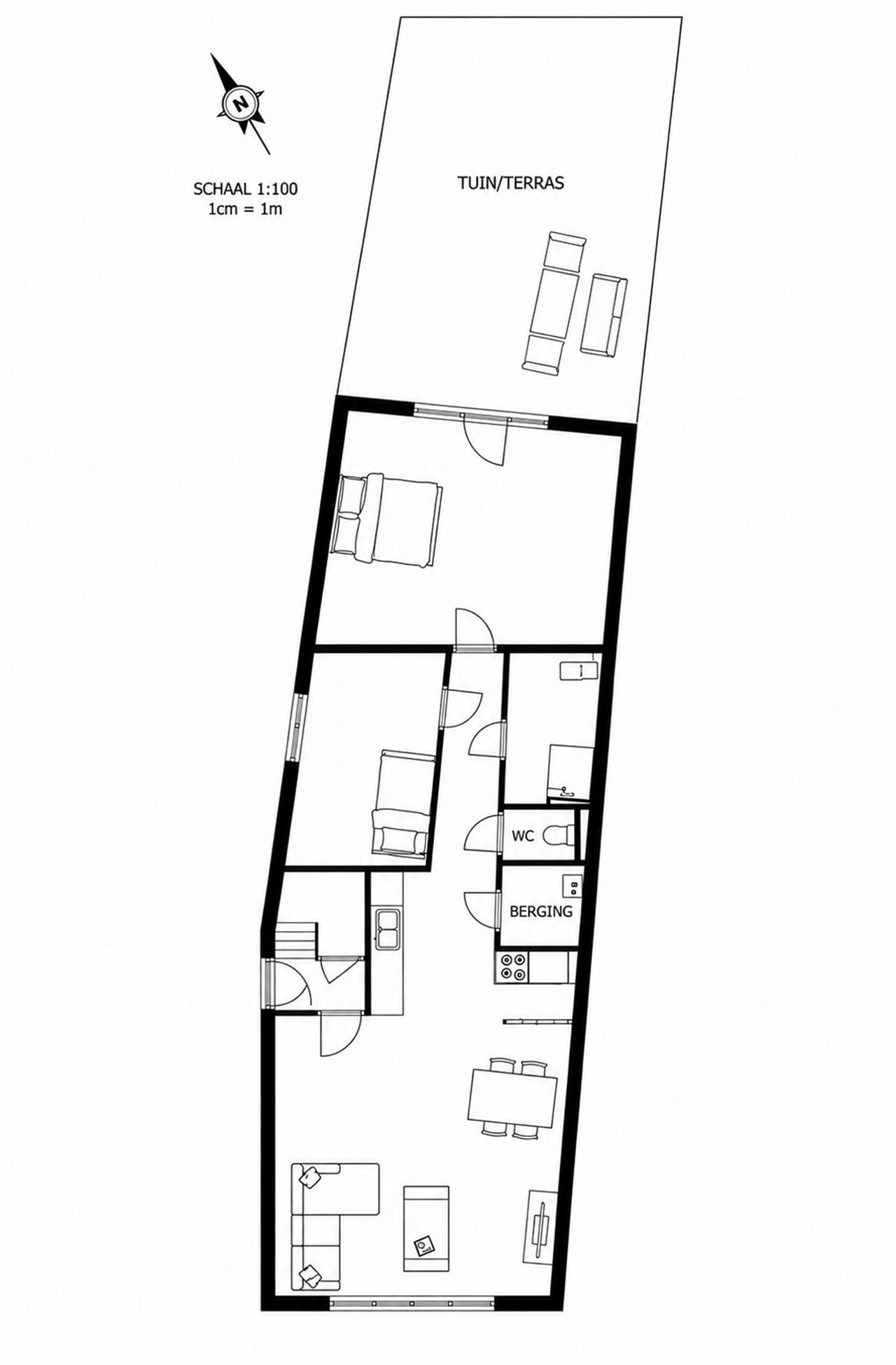 Instapklaar appartement met 2 slaapkamers, ruim terras en garage