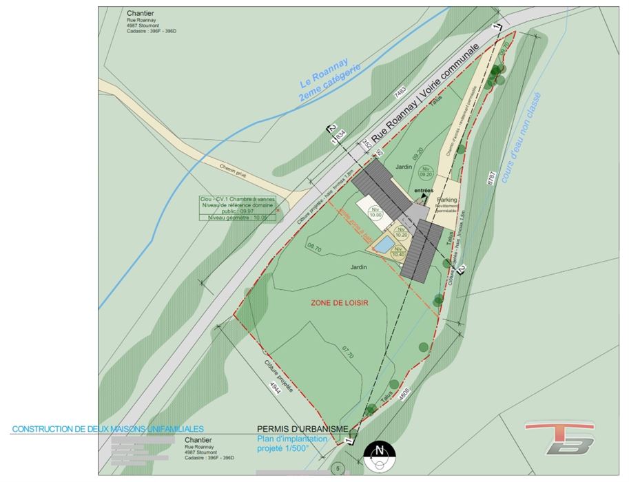 Terrain libre de constructeur avec permis pour 2 maisons