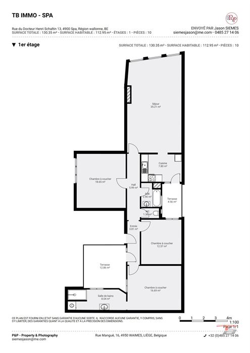 Appartement 3 chambres de 113m² avec terrasse