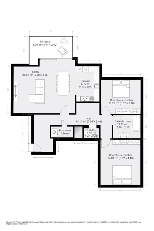 OPTION /// lumineux appartement 2 chambres, idéalement situé