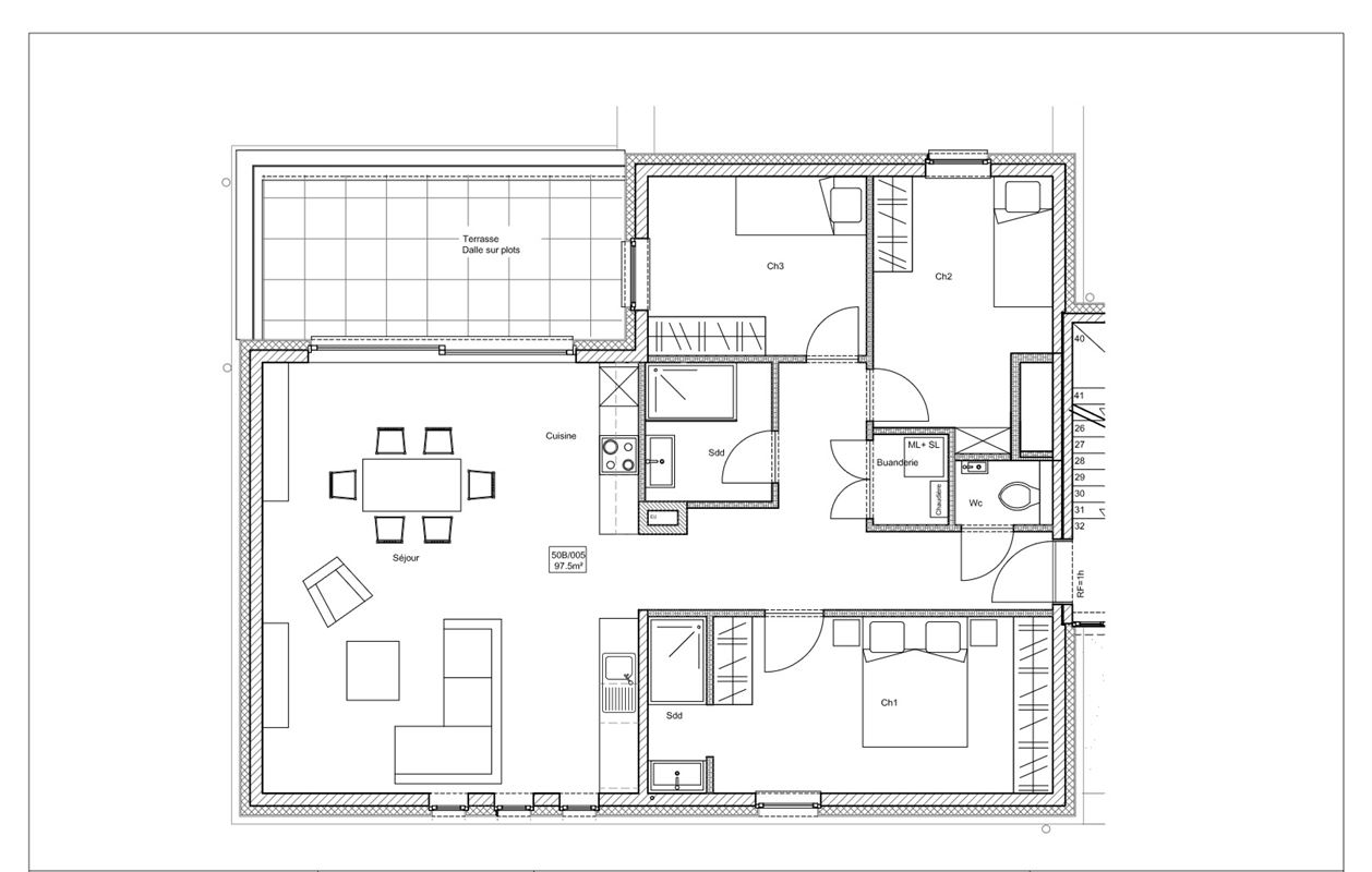 Appartement 3 chambres avec terrasse
