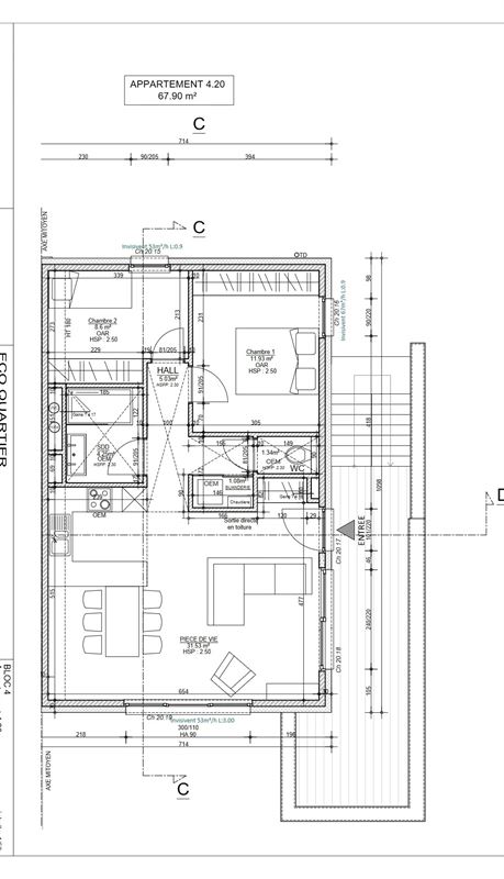 Appartement 2 chambres avec terrasse