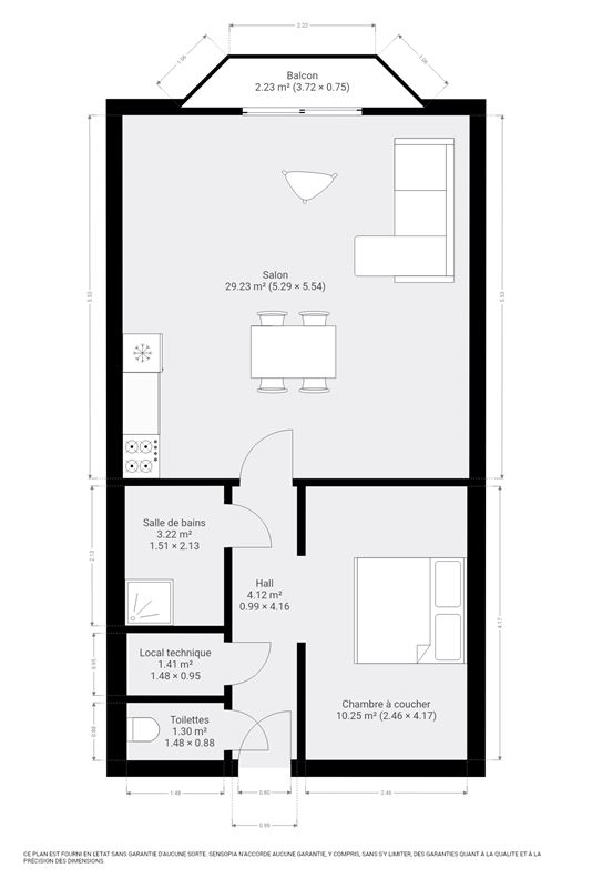 Appartement 1 chambre idéalement situé