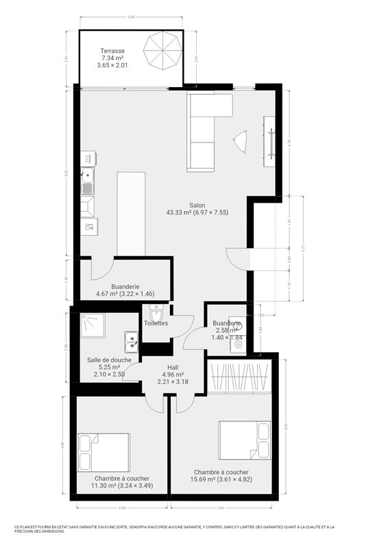 Bel appartement 2 chambres en plein cœur d'Ohey