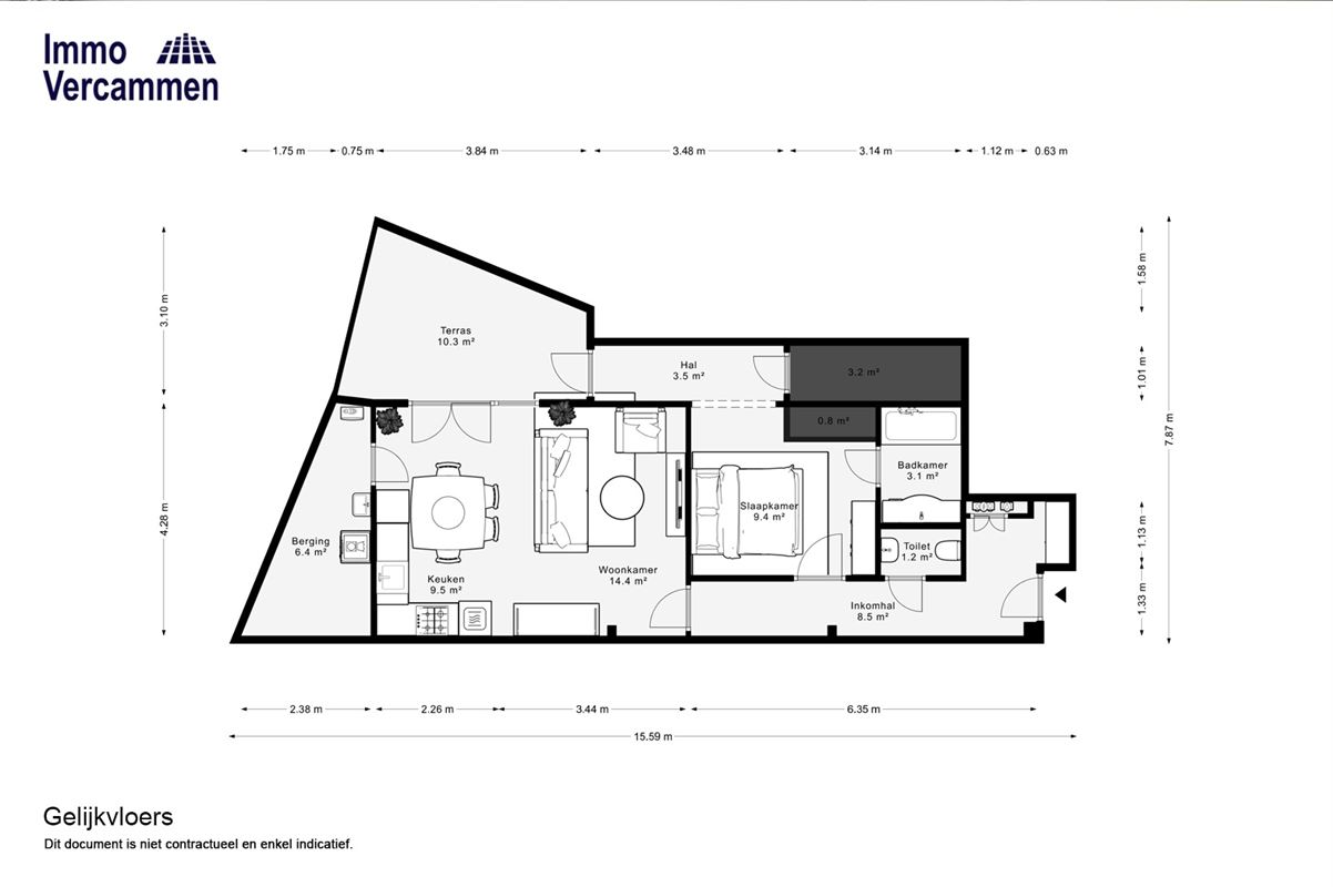 Gezellig gelijkvloersappartement in centrum Onze-Lieve-Vrouw-Waver