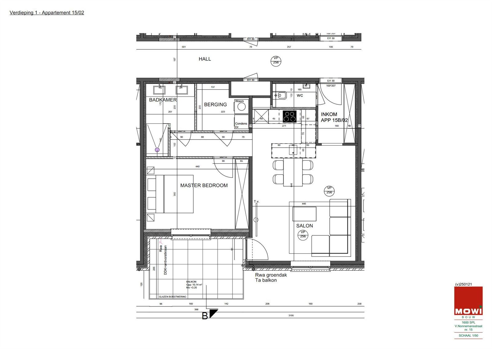 FOTO’S 4 : Appartement te 1600 SINT-PIETERS-LEEUW (België) - Prijs € 310.855