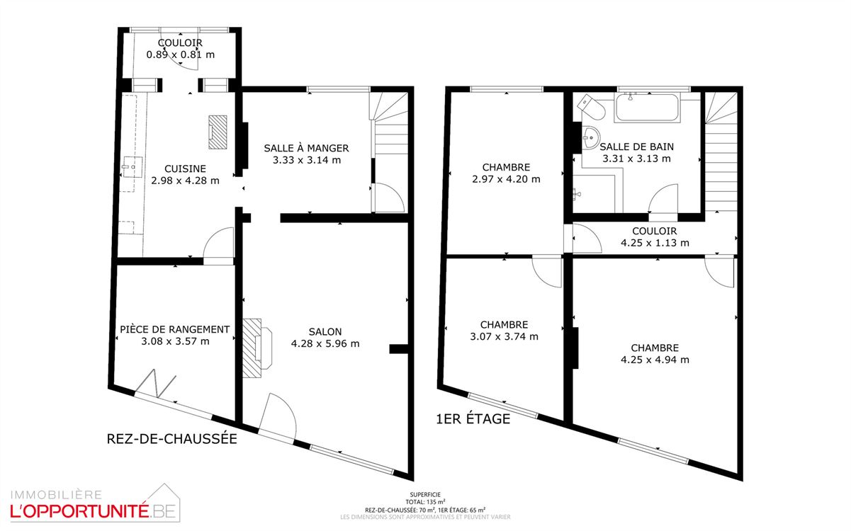 Magnifique maison trois chambres, terrasse, jardin, passage latéral privatif et garage.