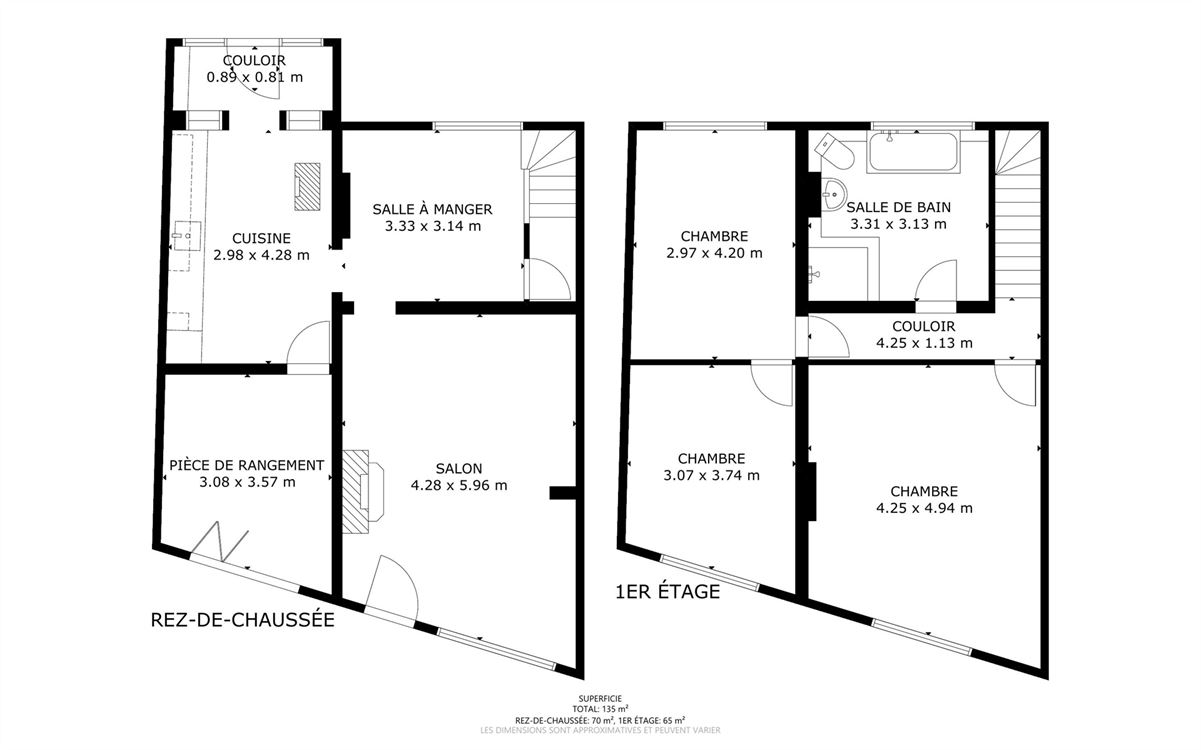 Magnifique maison trois chambres, terrasse, jardin, passage latéral privatif et garage.