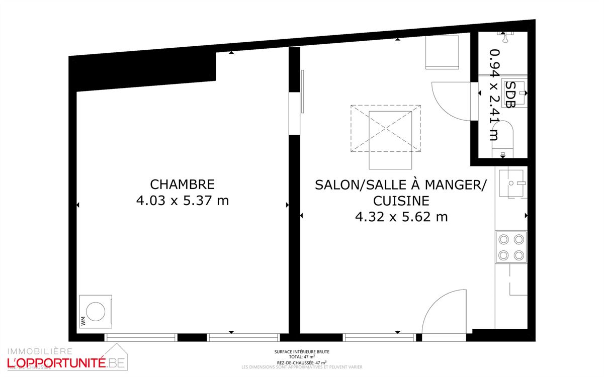 Magnifique appartement une chambre rénové, électricité conforme 2049 avec splendide terrasse et jardinet. Est considéré comme un studio dans l'acte de propriété.