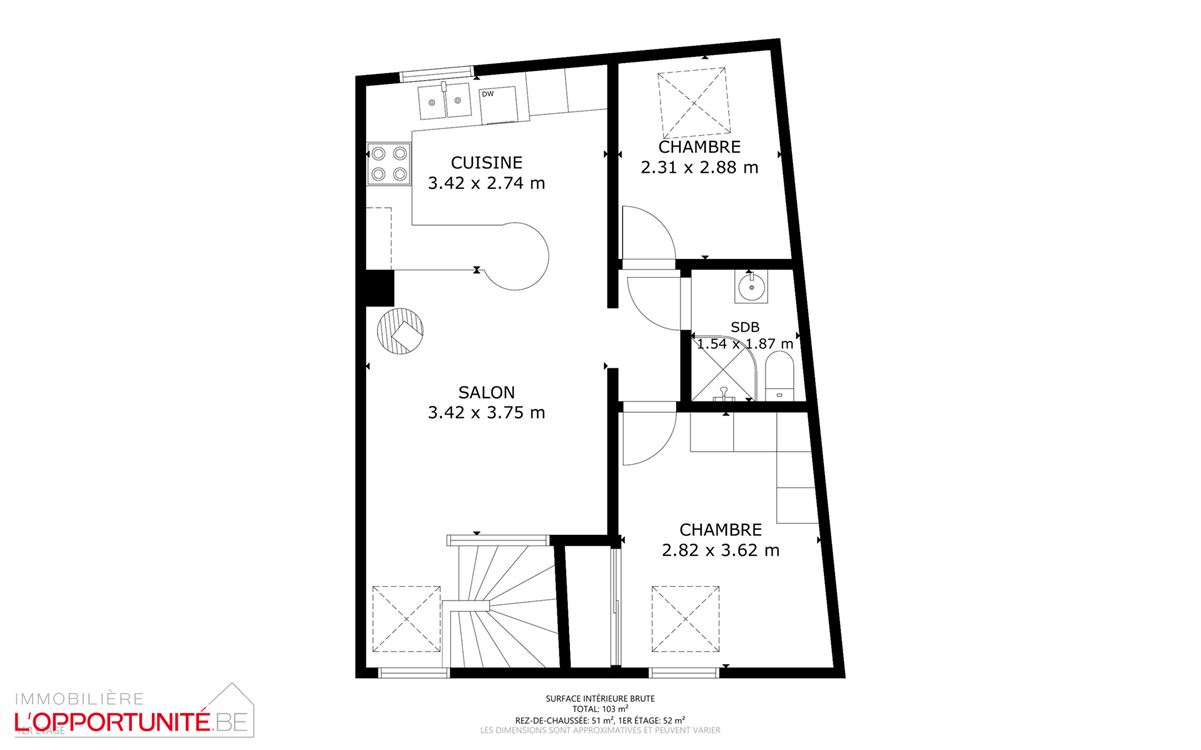 Magnifique maison bel étage, deux chambres, terrasse et garage.