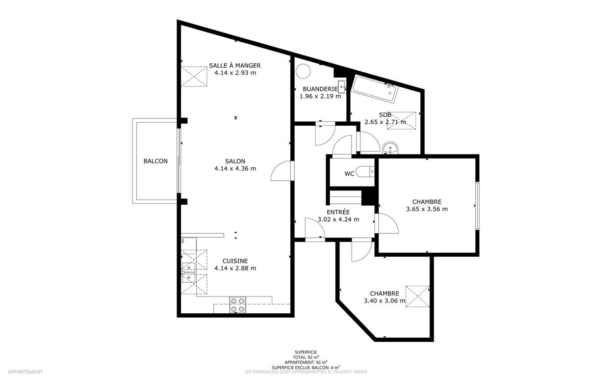 Magnifique appartement penthouse, construction 1998, 2 ch, balcon, garage.