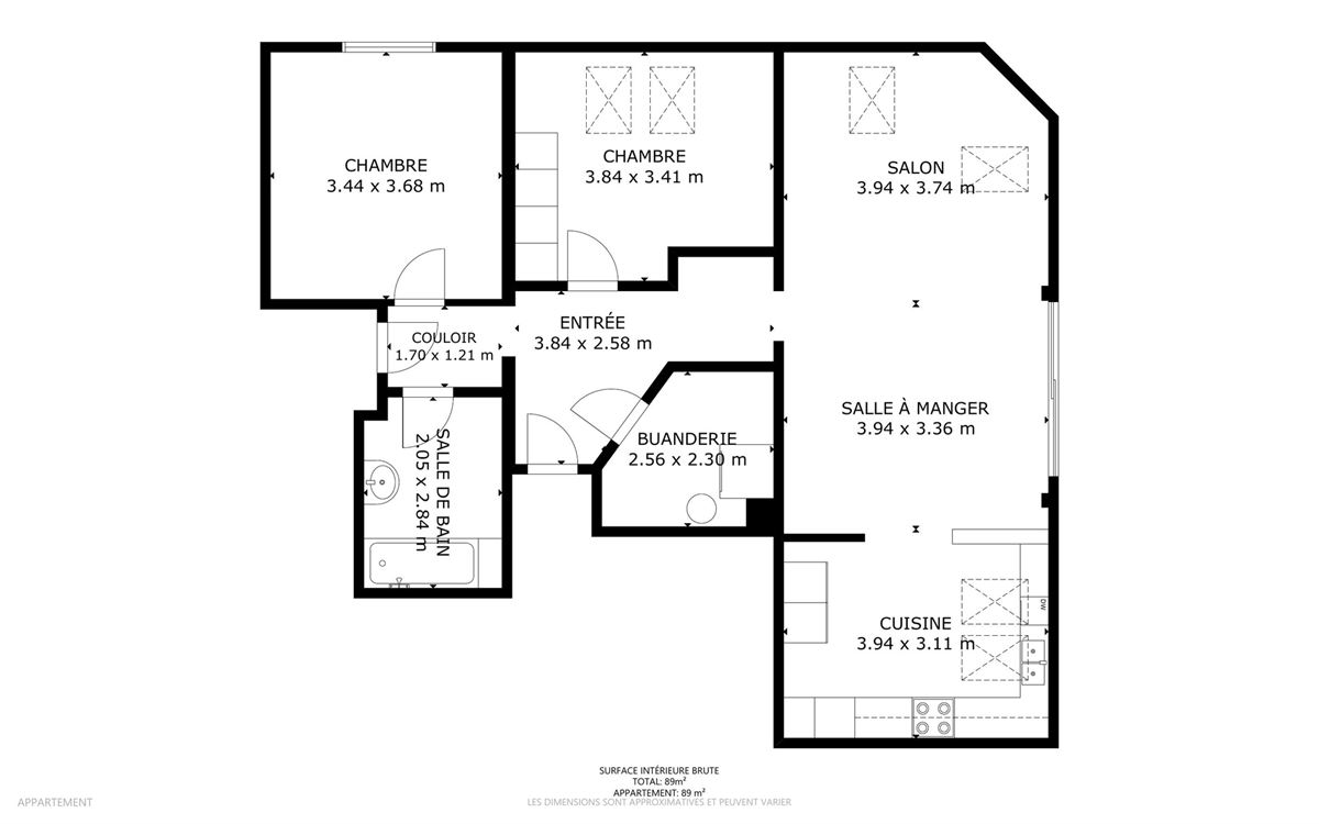 Splendide appartement penthouse, construction 1998, 2 ch, balcon, garage.