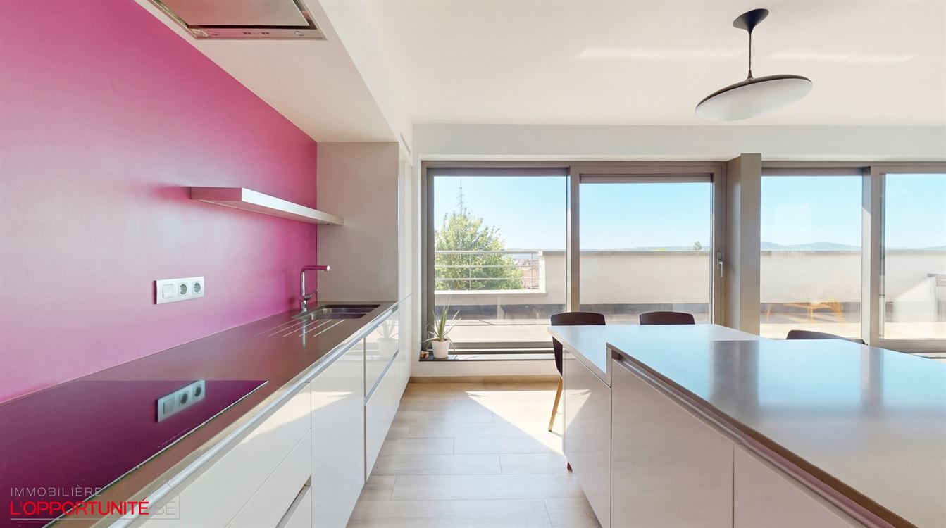 Magnifique appartement penthouse deux chambres, splendide terrasse, cave et garage.