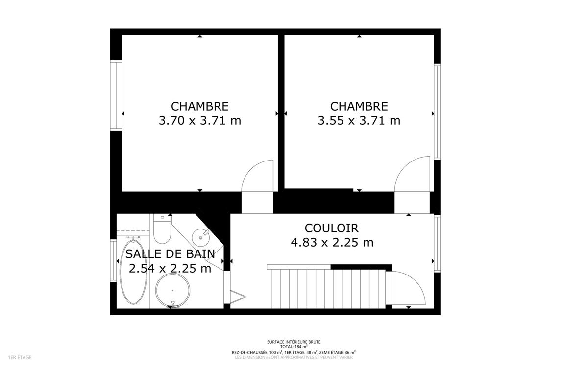 Magnifique maison trois chambres, passage latéral (servitude) et beau jardin.