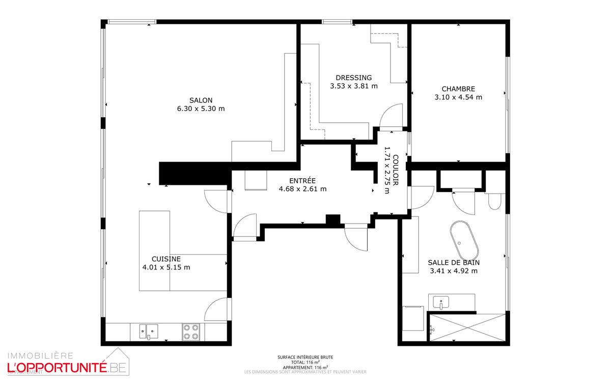 Bel appartement au 3eme étage, trois chambres, deux terrasses.