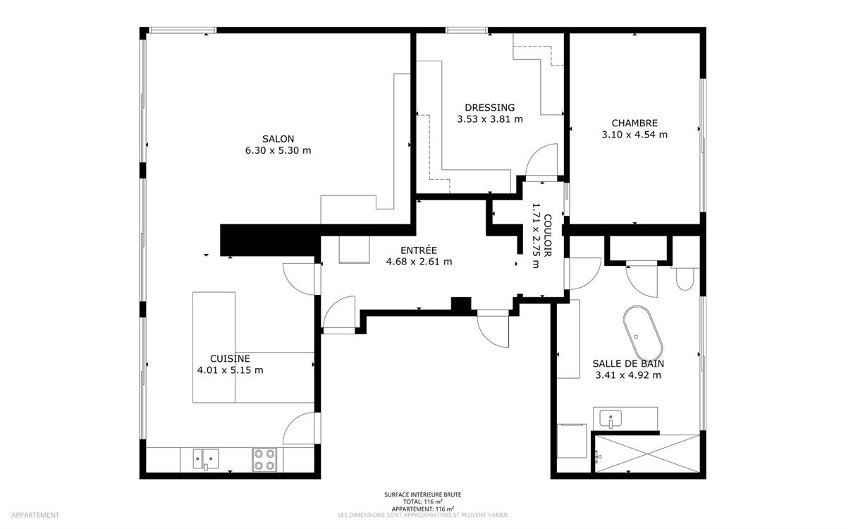 Bel appartement au 3eme étage, trois chambres, deux terrasses.