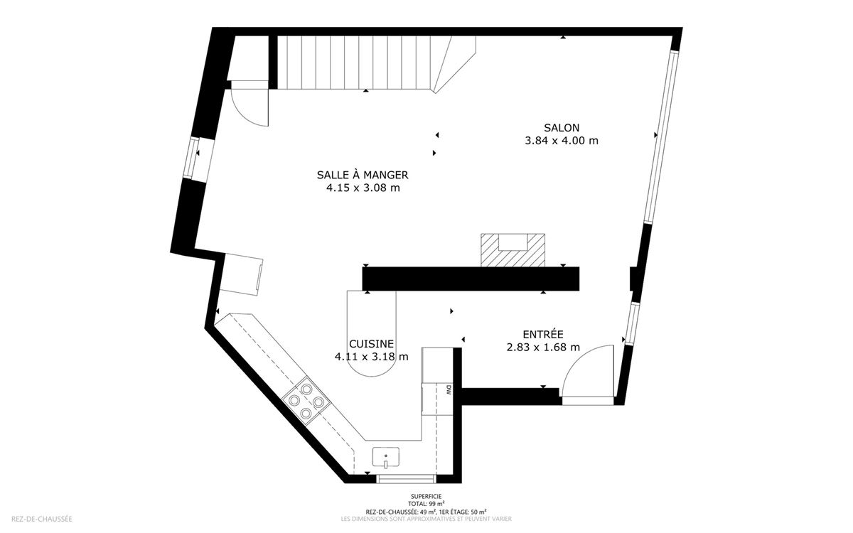 Belle maison deux chambres avec petite terrasse.