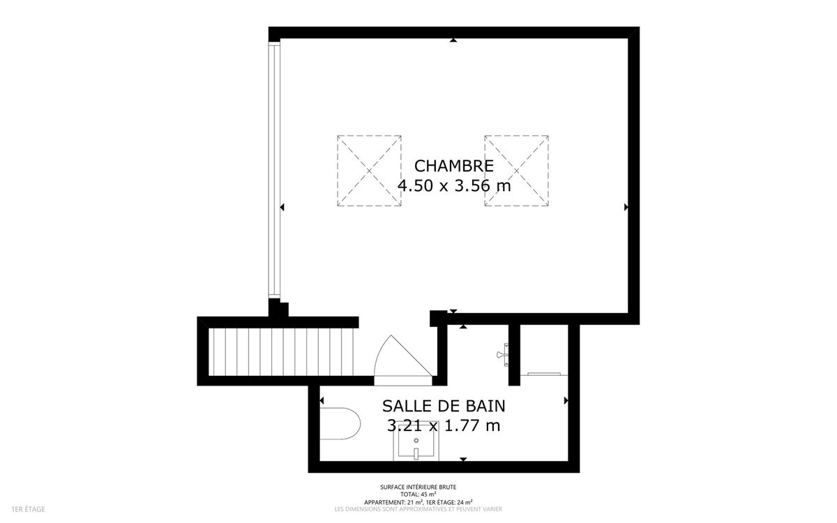Magnifique appartement au 3eme et dernier étage sans ascenseur.