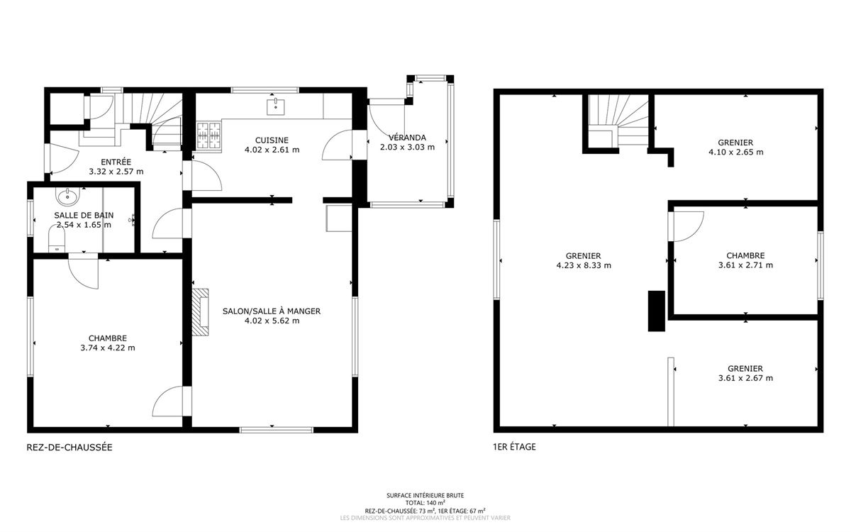 Belle villa 4 facades, 2 chambres, garage et jardin. Etage à terminer.