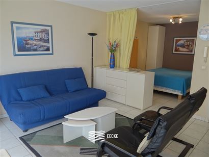 GEMEUBELD TE HUUR OP JAARBASIS - gelegen op de 2de verdieping - ruime woonkamer met terras - ingerichte open keuken met elektrisch fornuis, frigo en o...