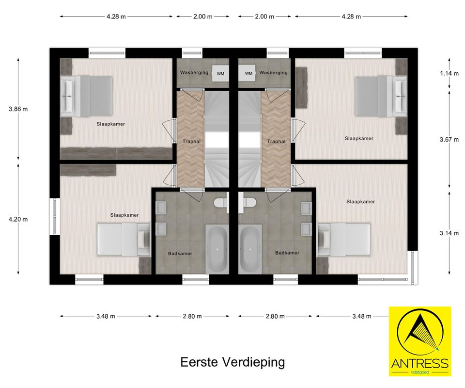 Casco of afgewerkte half open bebouwing met 3 slaapkamers en 2 badkamers in het centrum van Lint!