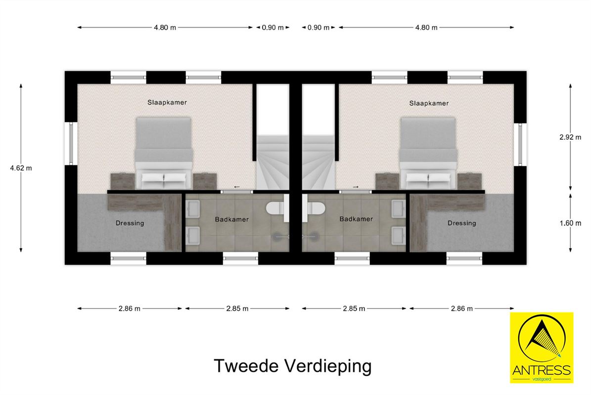 Casco of afgewerkte half open bebouwing met 3 slaapkamers en 2 badkamers in het centrum van Lint!