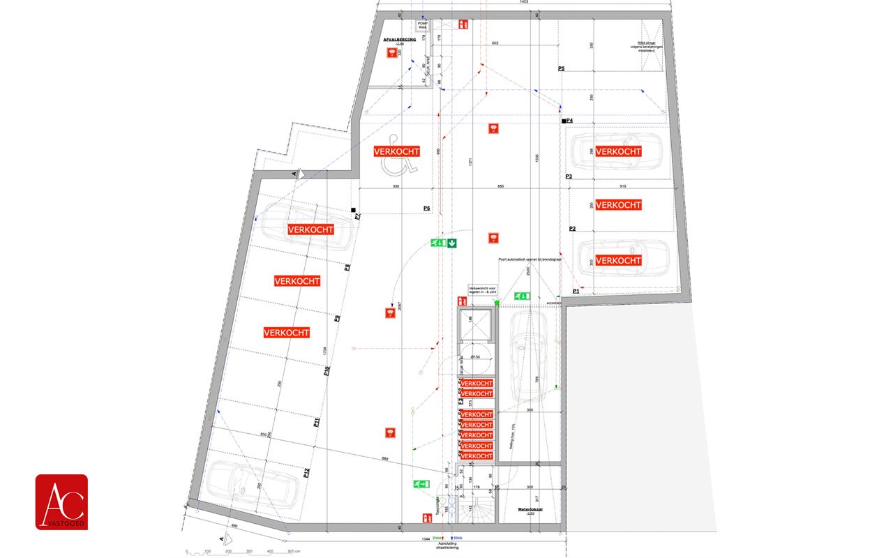 Parkeerplaats in ondergronds garagecomplex
