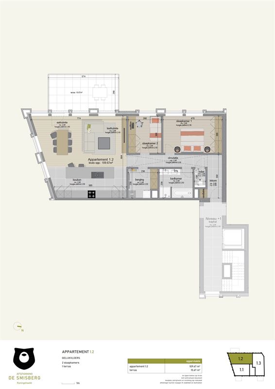 Foto 3 : Appartement te 2500 KONINGSHOOIKT (België) - Prijs € 399.000