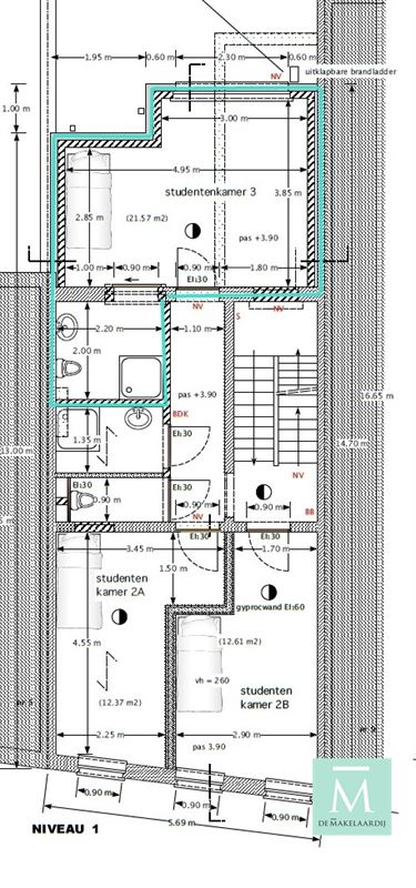 Foto 4 : KOT/kamer te 2800 MECHELEN (België) - Prijs € 595