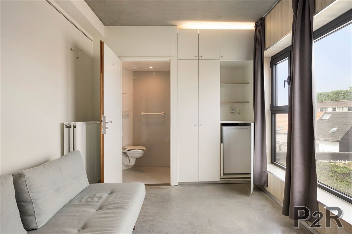 Luxe studentenkamer met uitzicht op groen dak