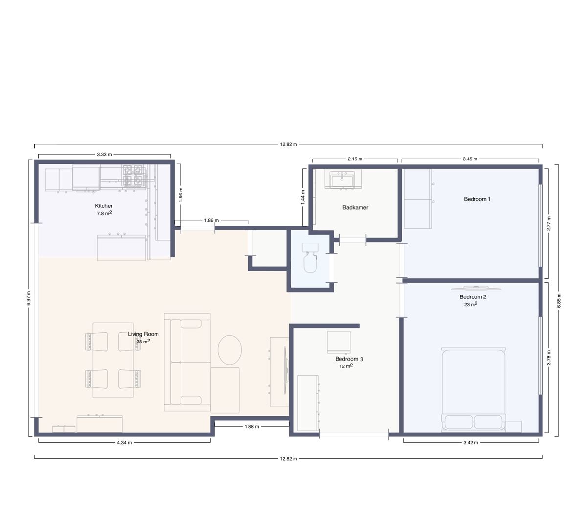Volledig Gerenoveerd appartement met 3 Slaapkamers en terras