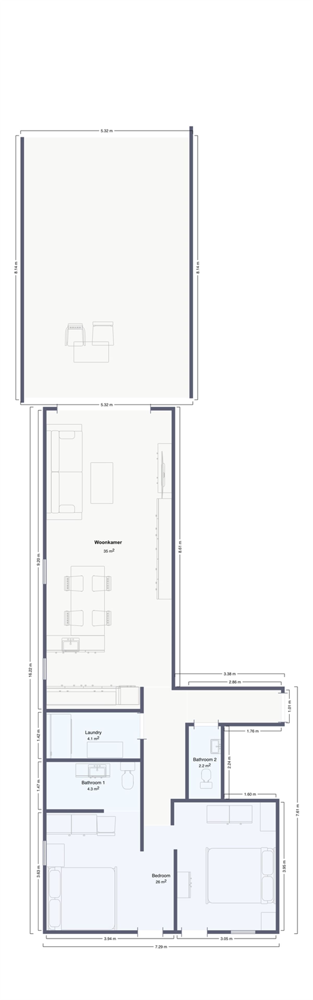 Gelijkvloers appartement (2023) met tuin en parkeerplaats