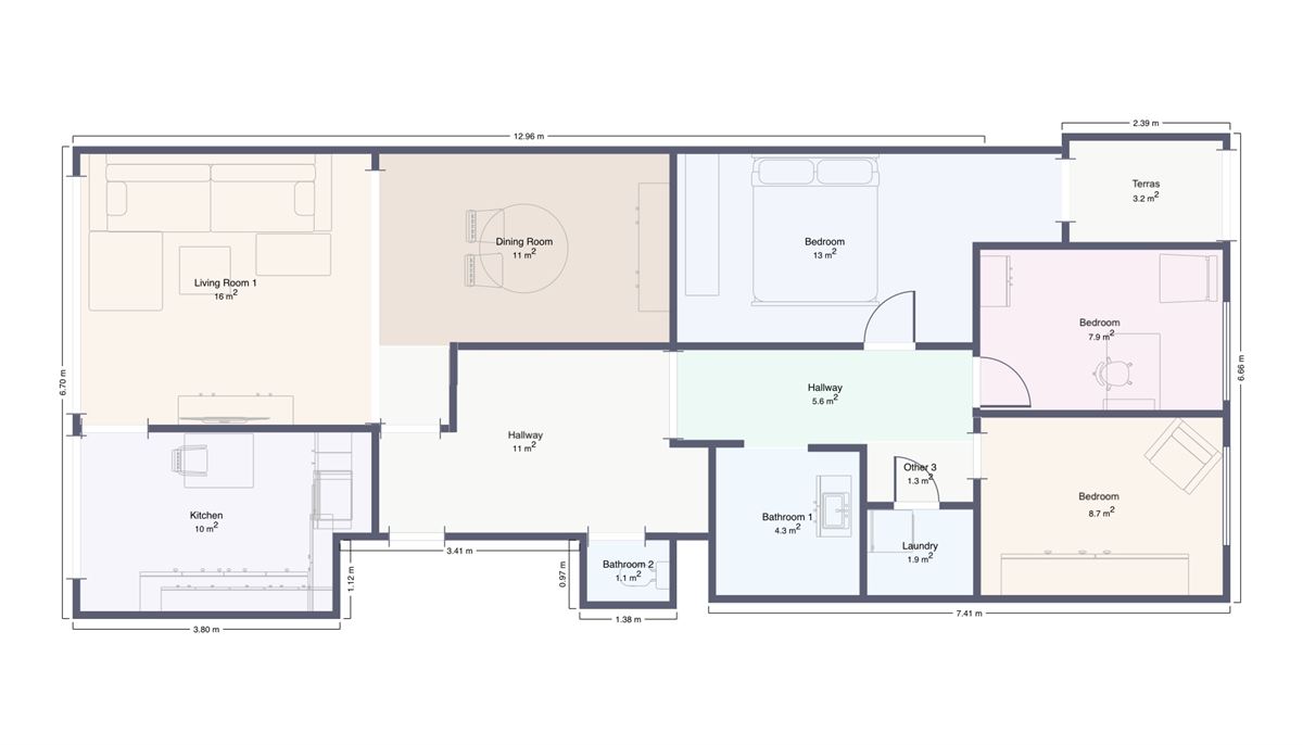 Instapklaar appartement met drie slaapkamers en terras