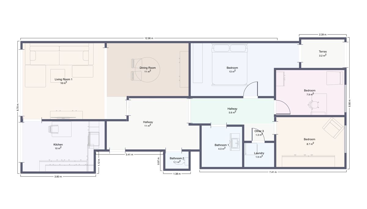 Instapklaar appartement met drie slaapkamers en terras
