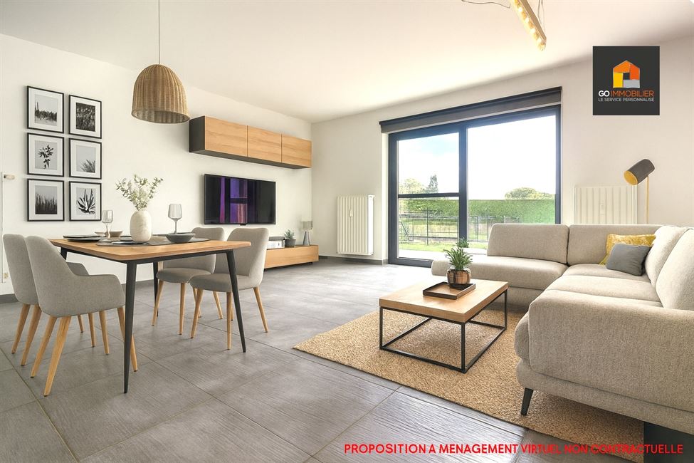 Appartement 2 chambres à Éghezée ± 90 m² de lumière avec jardin et terrasse plein sud