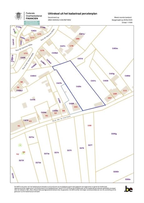 Terrain pour villa ou 2 maisons 3 façades (moyennant obtention permis d'urbanisme)