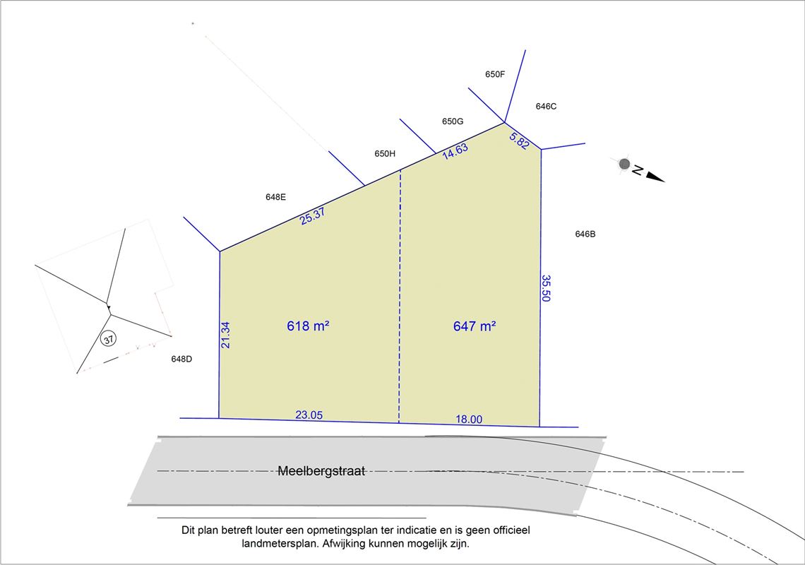 BOUWGROND VAN 6A18CA VOOR OPEN BEBOUWING MET STRAATBREEDT VAN MAAR LIEFST 23M NABIJ PAAL-DORP