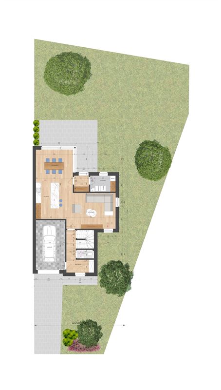 NIEUWBOUWWONING MET 3 SLAAPKAMERS EN INPANDIGE GARAGE UITERST CENTRAAL DOCH RUSTIG GELEGEN TE ZONHOVEN