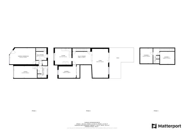 Maison bel étage, 3 chambres, garage jardin et bureau 