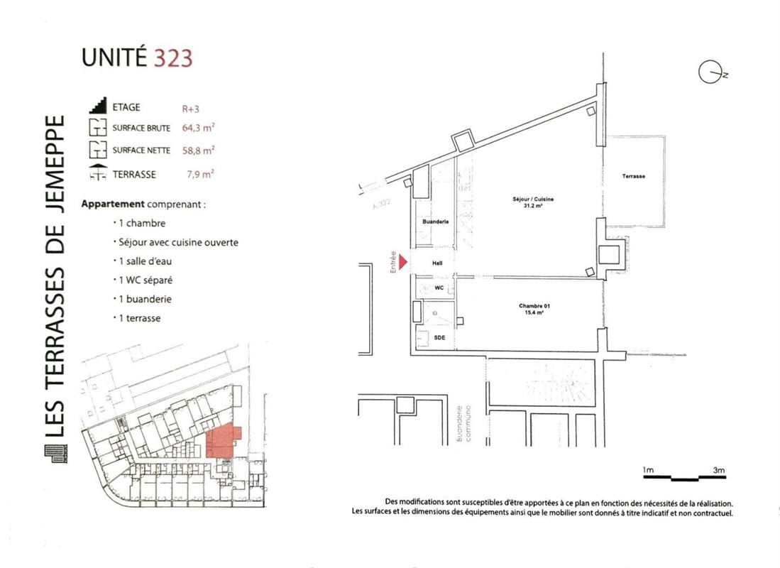Appartement 1 chambre avec terrasse