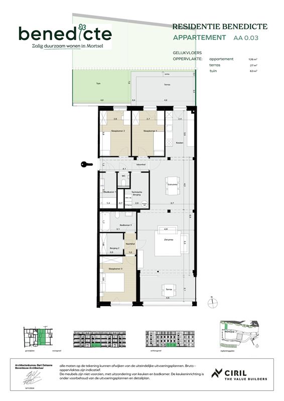 Gelijkvloers appartement met tuin en twee terrassen