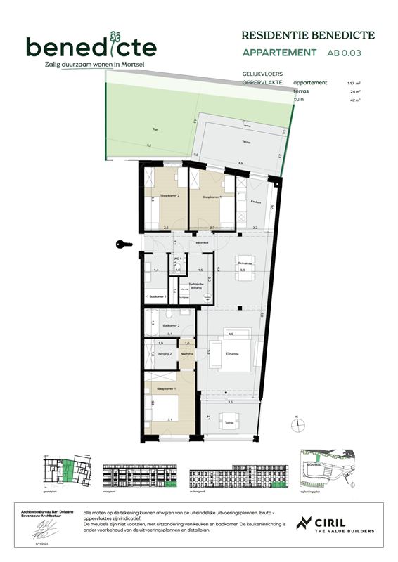 Gelijkvloers appartement met tuin en twee terrassen
