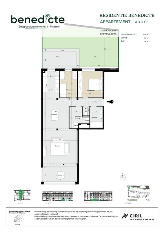 Gelijkvloers appartement met tuin en twee terrassen