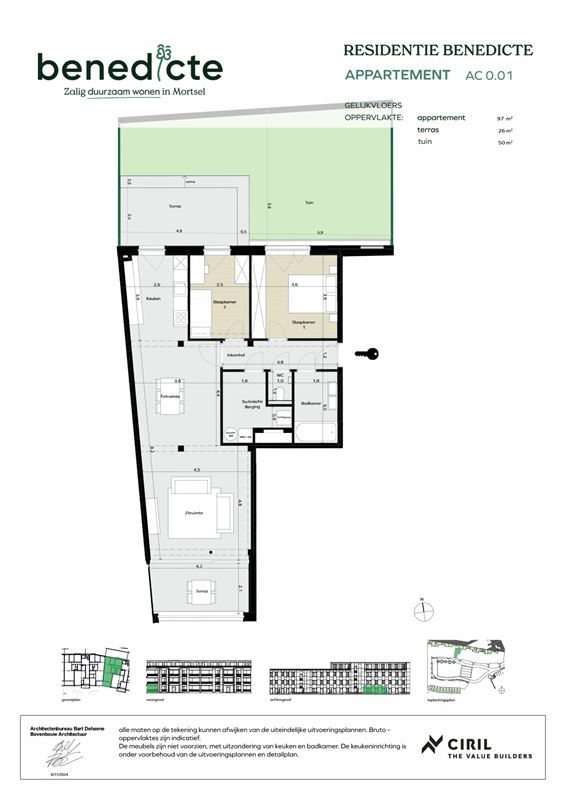 Gelijkvloers appartement met tuin en twee terrassen