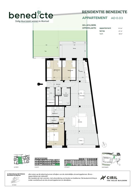 Gelijkvloers appartement met tuin en twee terrassen