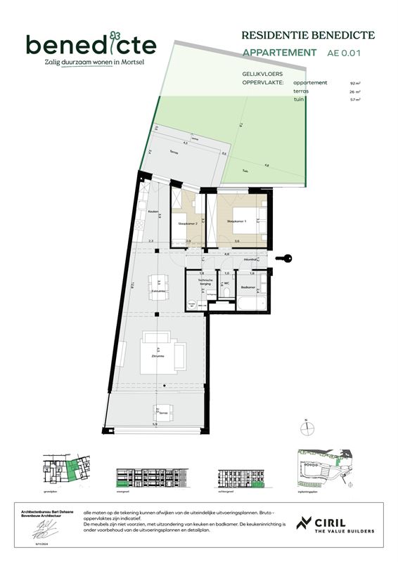 Gelijkvloers appartement met tuin en twee terrassen