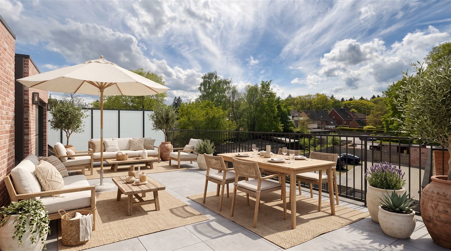 Penthouse met dakterras op het zuiden en 2 slaapkamers.