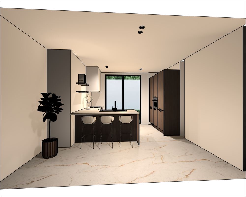 Nieuwbouwappartement met 1 slaapkamer en extra grote tuin.