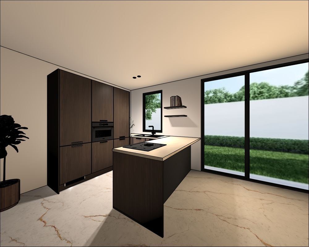 Nieuwbouwappartement met 1 slaapkamer en grote tuin.
