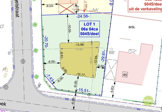 Bouwgrond voor open bebouwing met een oppervlakte van 604 m2
